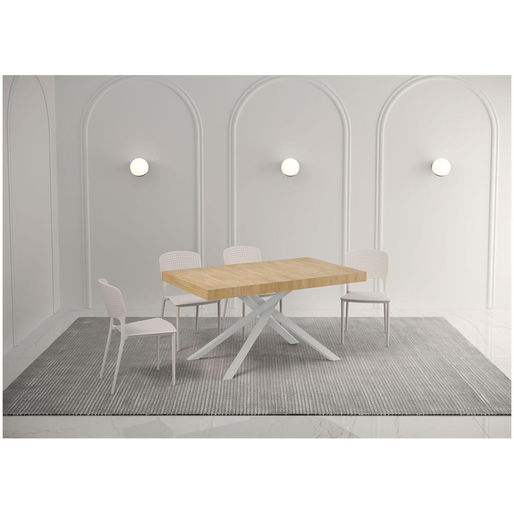 Tavolo allungabile 90x140/400 cm Karida quercia natura gambe bianche - Foto 2
