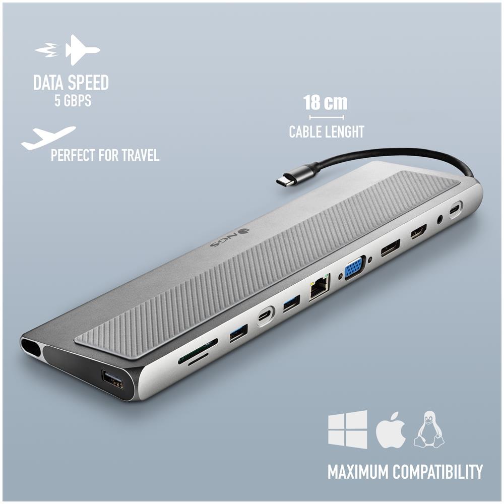 Wonderdock 12 Pro: Adattatore 12 In 1; 1 Xusb 2.0, 2x Usb 3.0, Hdmi, Dp, Vga, Uscita Audio, Pd, Rj45, Usb-c E Slot Per Schede Sd /tf - Foto 1