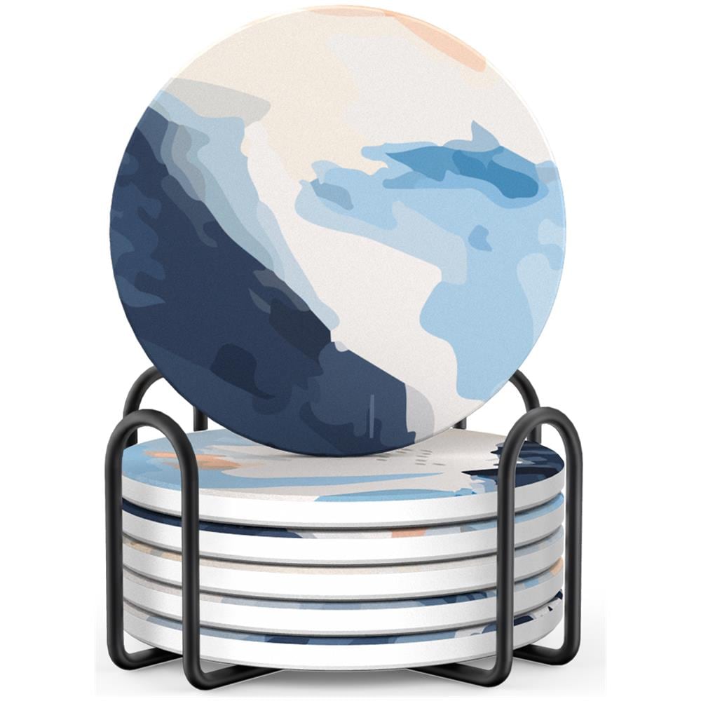 Sottobicchieri assorbenti per bevande con supporto, set da 6 - Foto 1