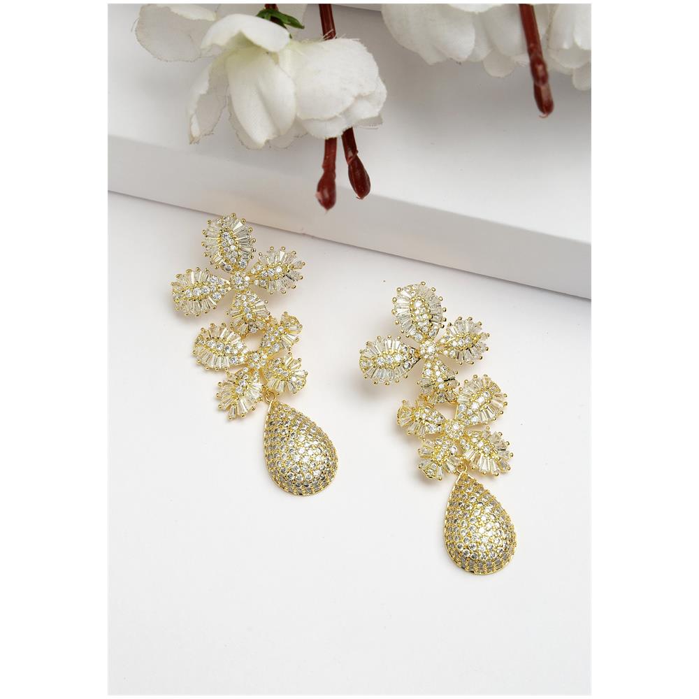 Collezione Diva Orecchini a Goccia Doppio Fiore in Zirconia Cubica - Foto 1