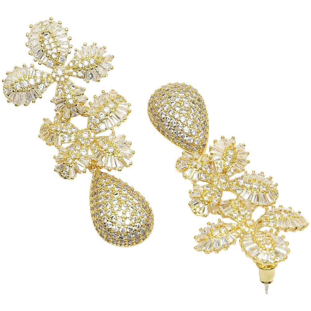 Collezione Diva Orecchini a Goccia Doppio Fiore in Zirconia Cubica - Foto 2