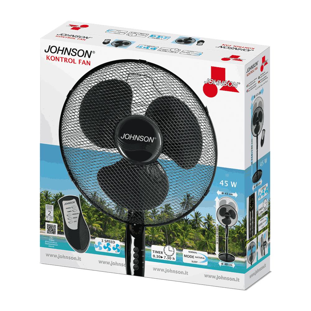 JOHNSON KONTROL FAN VENTILATORE A COLONNA CON TELECOMANDO E TIMER NERO.