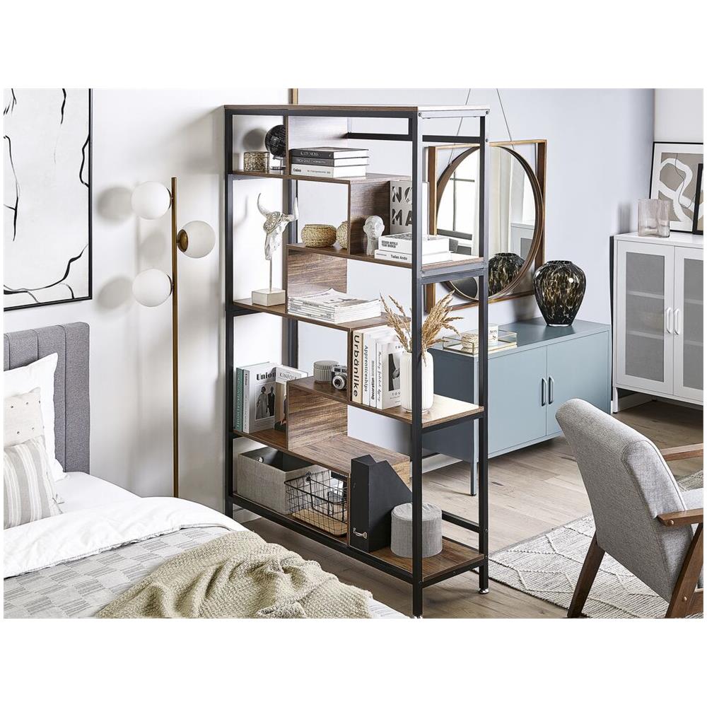 Libreria A 6 Scaffali In Legno Scuro Daven - Foto 2