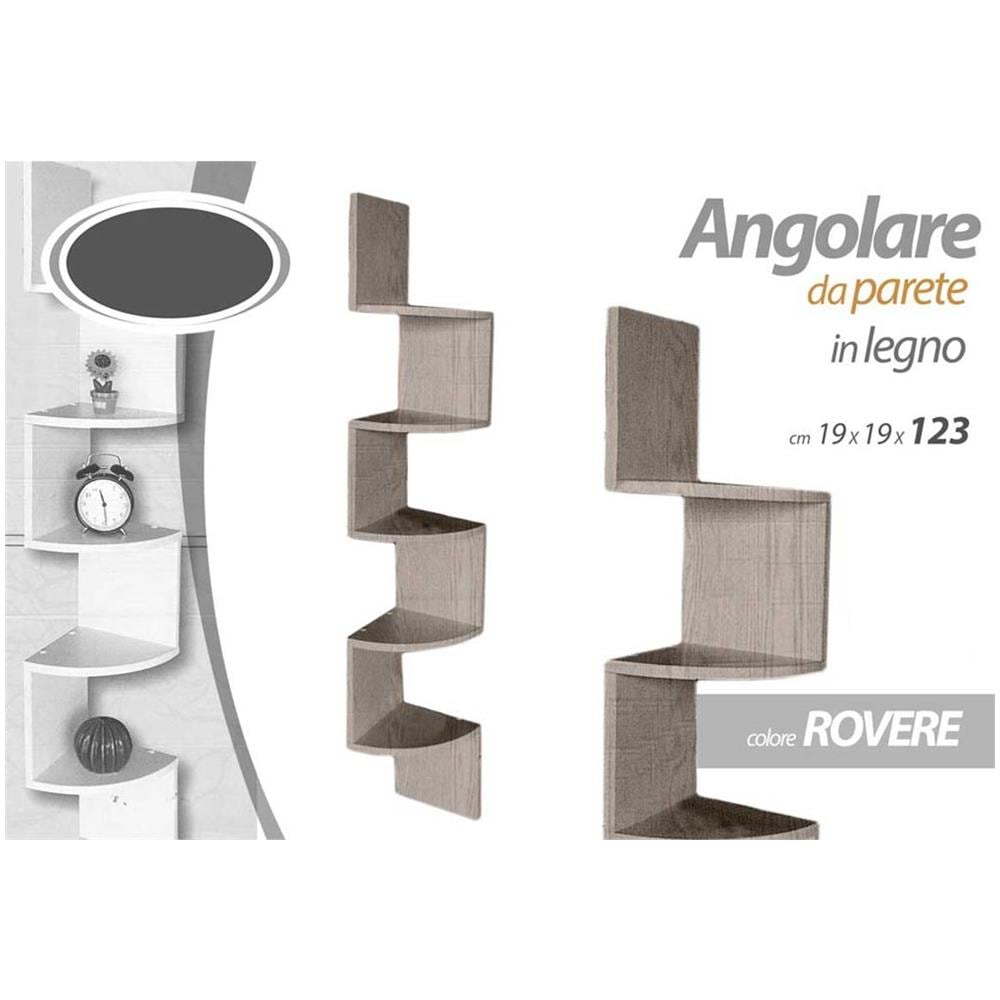 Libreria Scaffale Mensole Parete Angolare Moderna 5 Ripiani Angolo Rovere - Foto 5