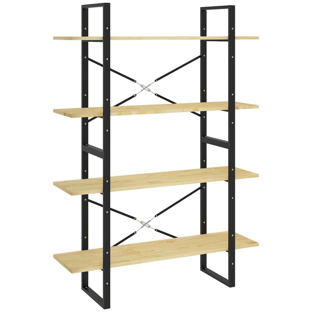 Libreria a 4 Ripiani 100x30x140 cm in Legno Massello di Pino - Foto 2