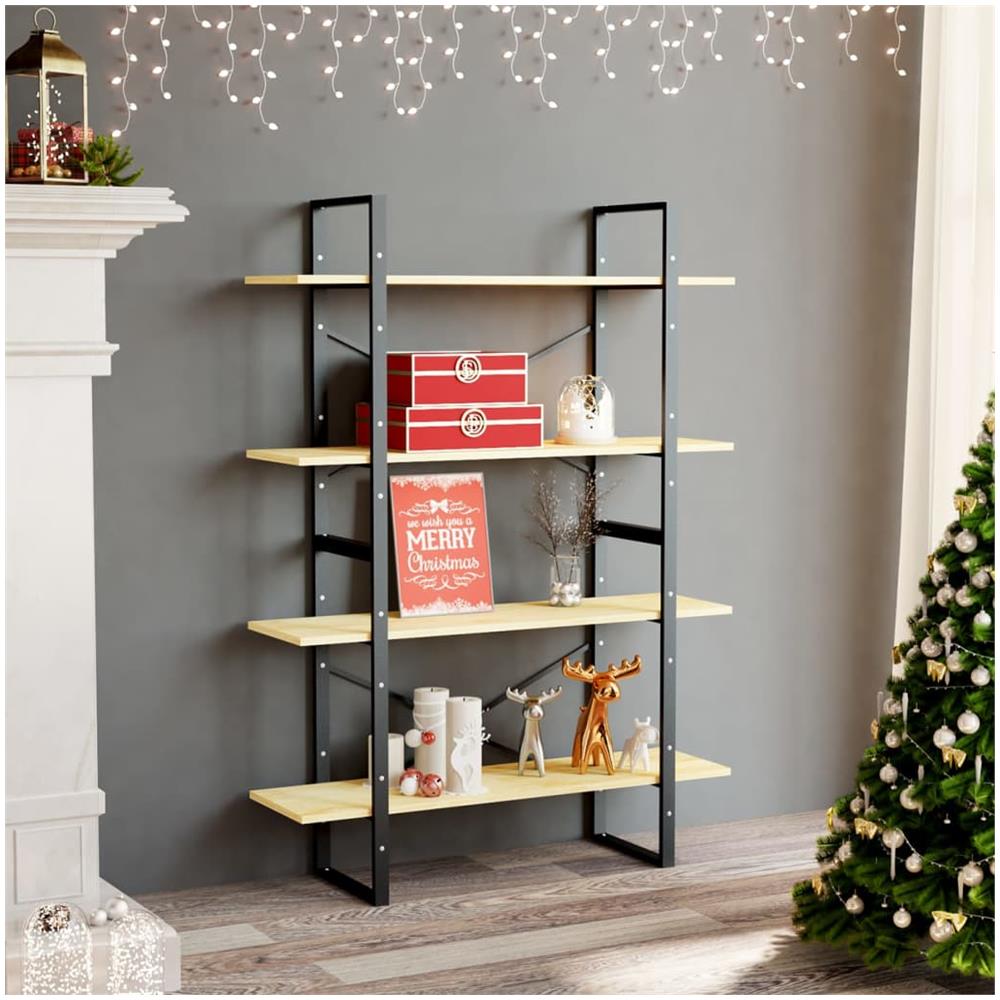 Libreria a 4 Ripiani 100x30x140 cm in Legno Massello di Pino - Foto 1