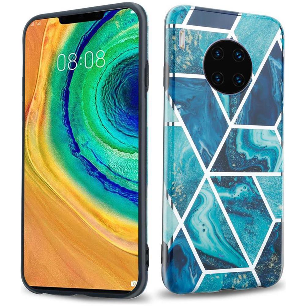 Custodia Compatibile Con Huawei Mate 30 Pro In Marmo Blue Wave No. 13 - Coperchio Protettivo In Silicone Tpu Con Motivo A Mosaico - Foto 1