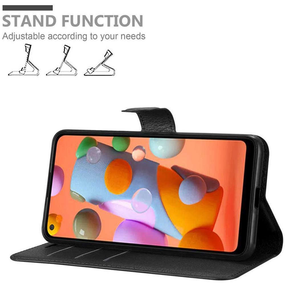 Custodia Compatibile Con Samsung Galaxy A11 In Nero Carbone - Coperchio Protettiva Con Chiusura Magnetica, Funzione Stand E Tasca Per Le Carte - Foto 2