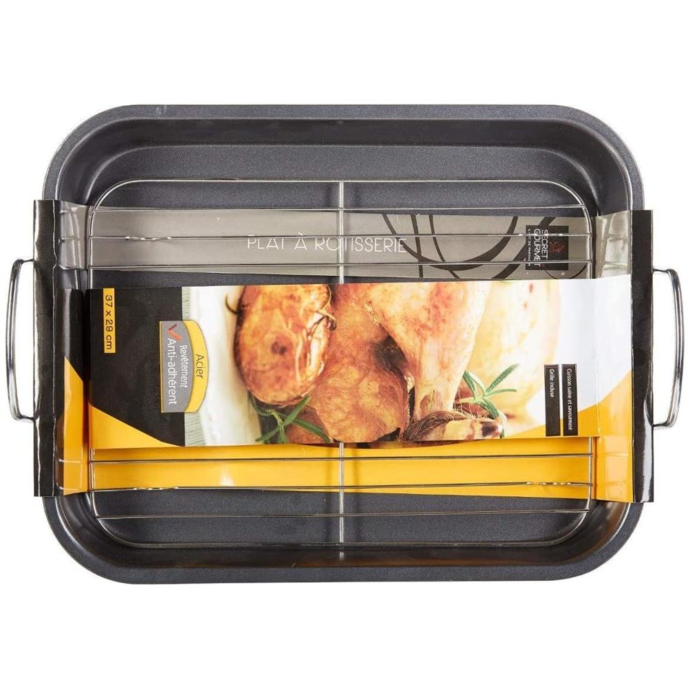 Stampo Da Forno Con Griglia E Manici, 37 X 29 X 5,5 Cm, Acciaio Inox - Foto 4