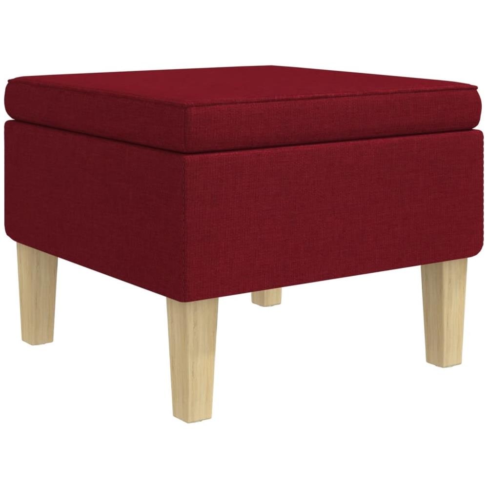 Poggiapiedi con Gambe in Legno Rosso Vino in Tessuto - Foto 1