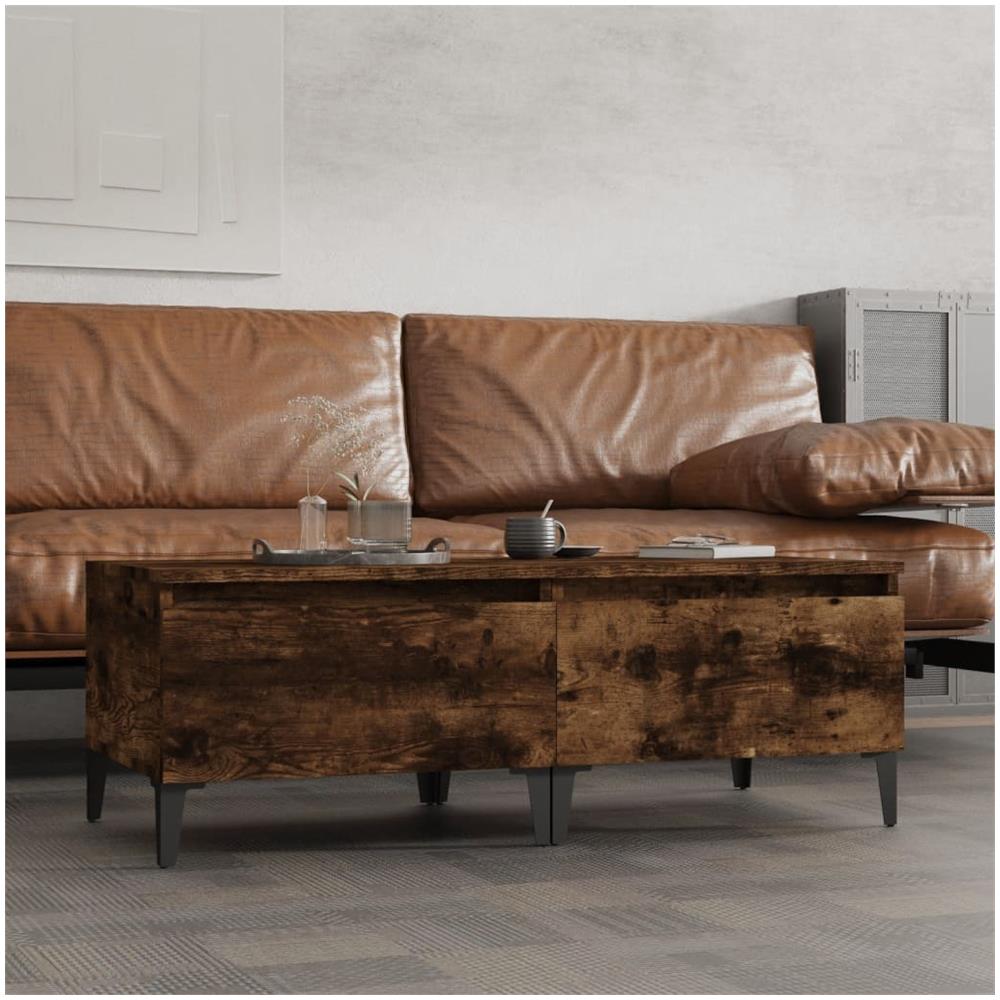 Tavolini 2pz Rovere Fumo 50x46x35 Cm In Legno Multistrato - Foto 1