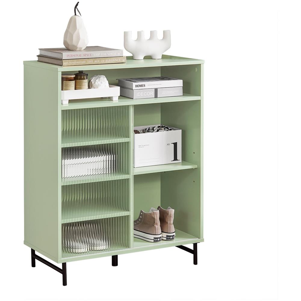 Credenza Con Anta Scorrevole In Vetro, Cassettiera, Mobile Da Cucina, Scarpiera Da Ingresso, Verde, 70x33x90cm Fsb61-gr - Foto 1