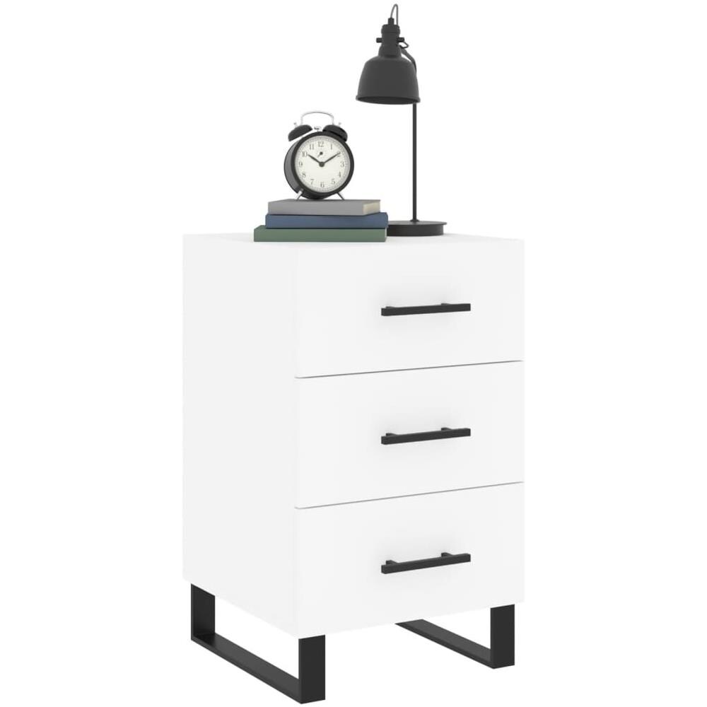 Comodino Bianco 40x40x66 Cm In Legno Multistrato - Foto 3