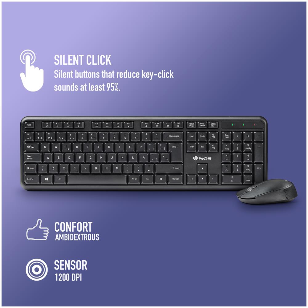 Harmony Kit Italian: Tastiera E Mouse Wireless Combinati. 12 Tasti Multimediali. Layout Italiano. Tasti Silenziosi. Ambidestro, 1200 Dpi. Nero - Foto 1