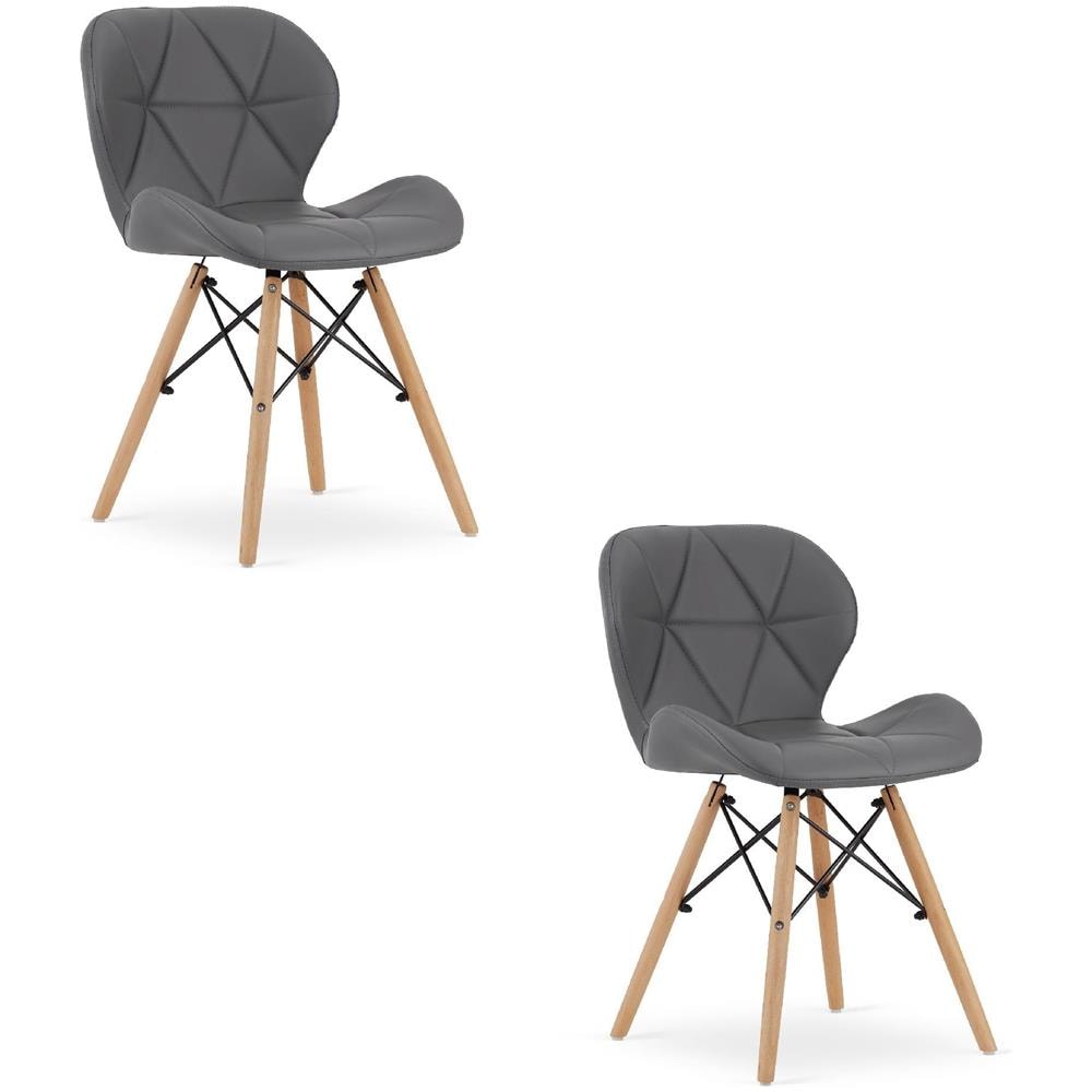 Sedia in ecopelle WAKO - Grigio moderno x 2 - Foto 1
