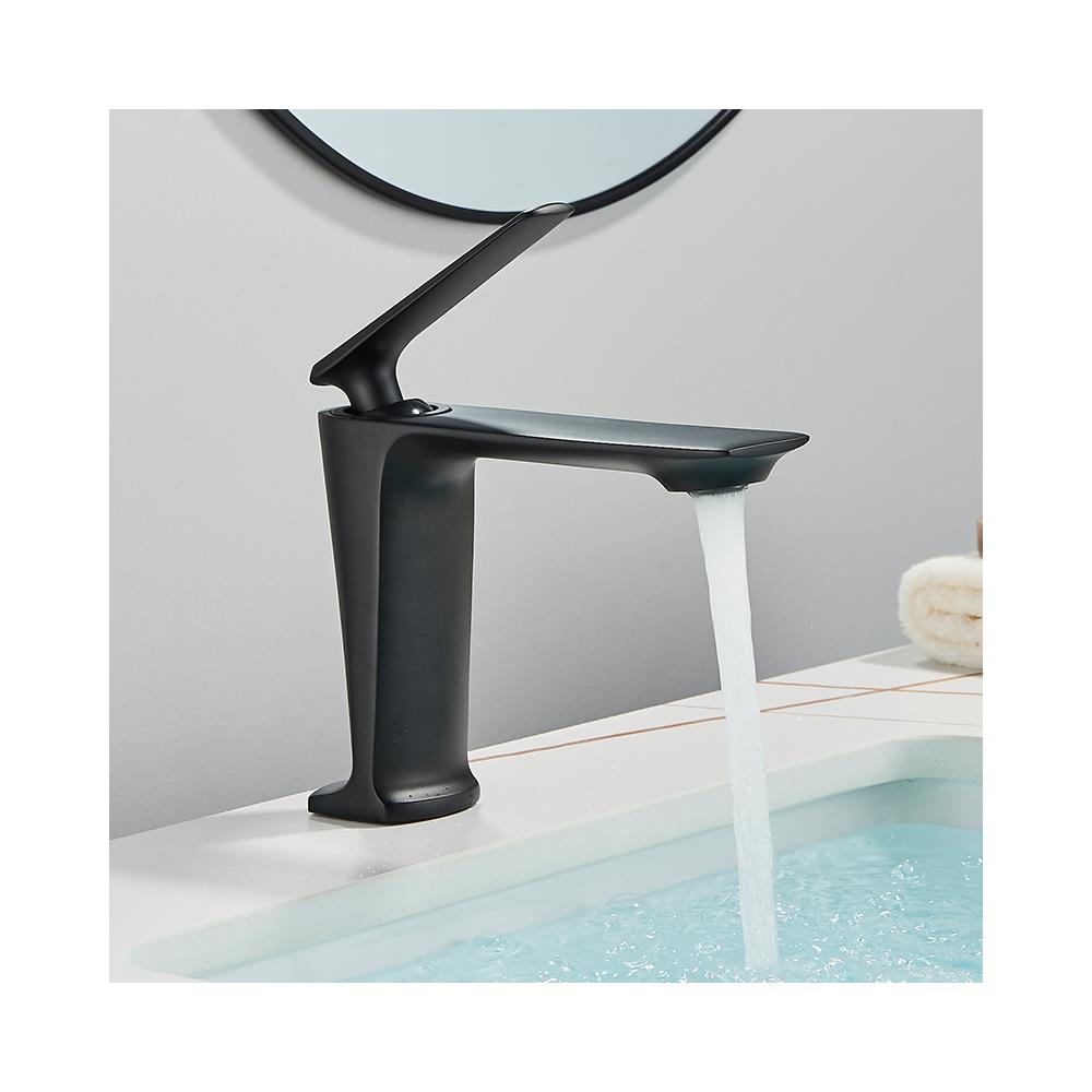 Rubinetto per lavabo da bagno, Blackswan, tipo M199, modello corto nero opaco, misura 16 cm - Foto 2