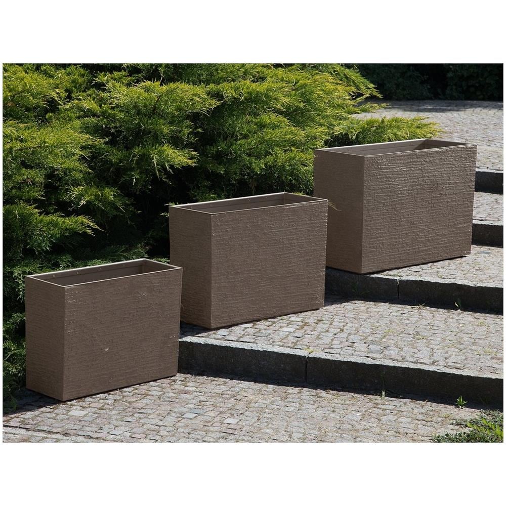 Vaso Rettangolare Per Interno Ed Esterno Marrone Scuro 29x70x50cm Edessa - Foto 2