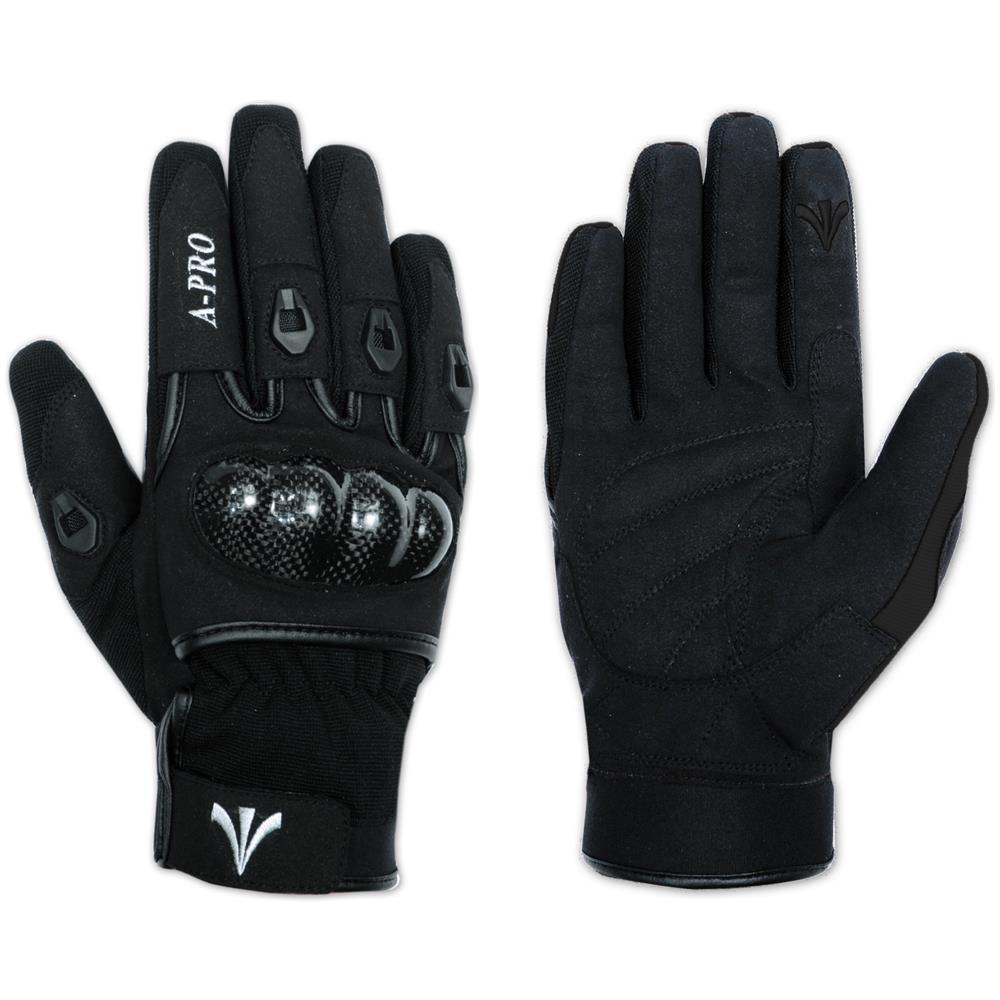 Guanto Moto Tessuto Tecnico Corto Protezioni Carbonio Traspirante Nero S - Foto 1