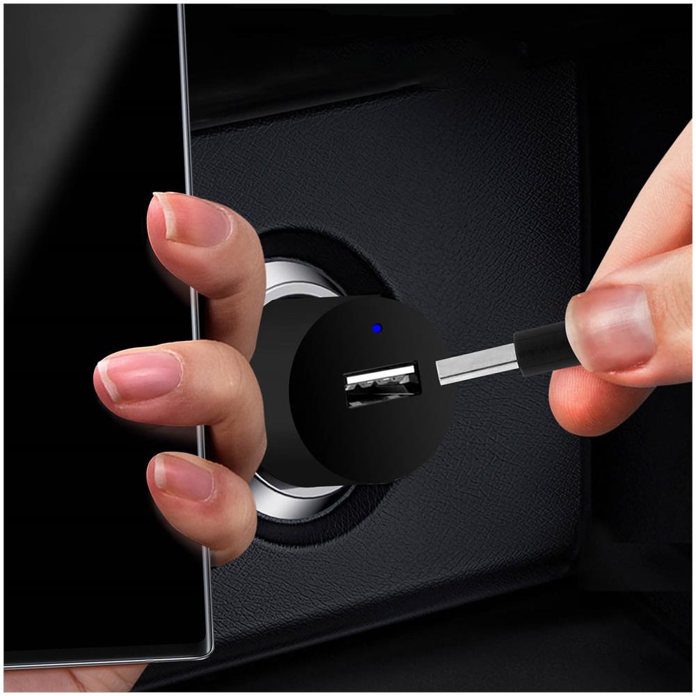 Caricabatterie Da Auto Accendisigari 2a Con Cavo Usb Tipo C 1.2m Nero - Foto 2