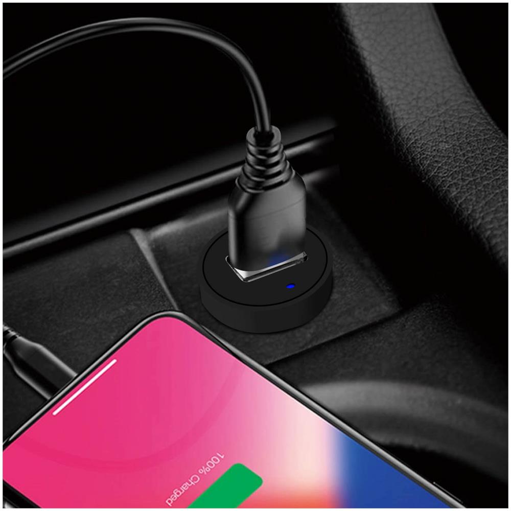 Caricabatterie Da Auto Accendisigari 2a Con Cavo Usb Tipo C 1.2m Nero - Foto 5