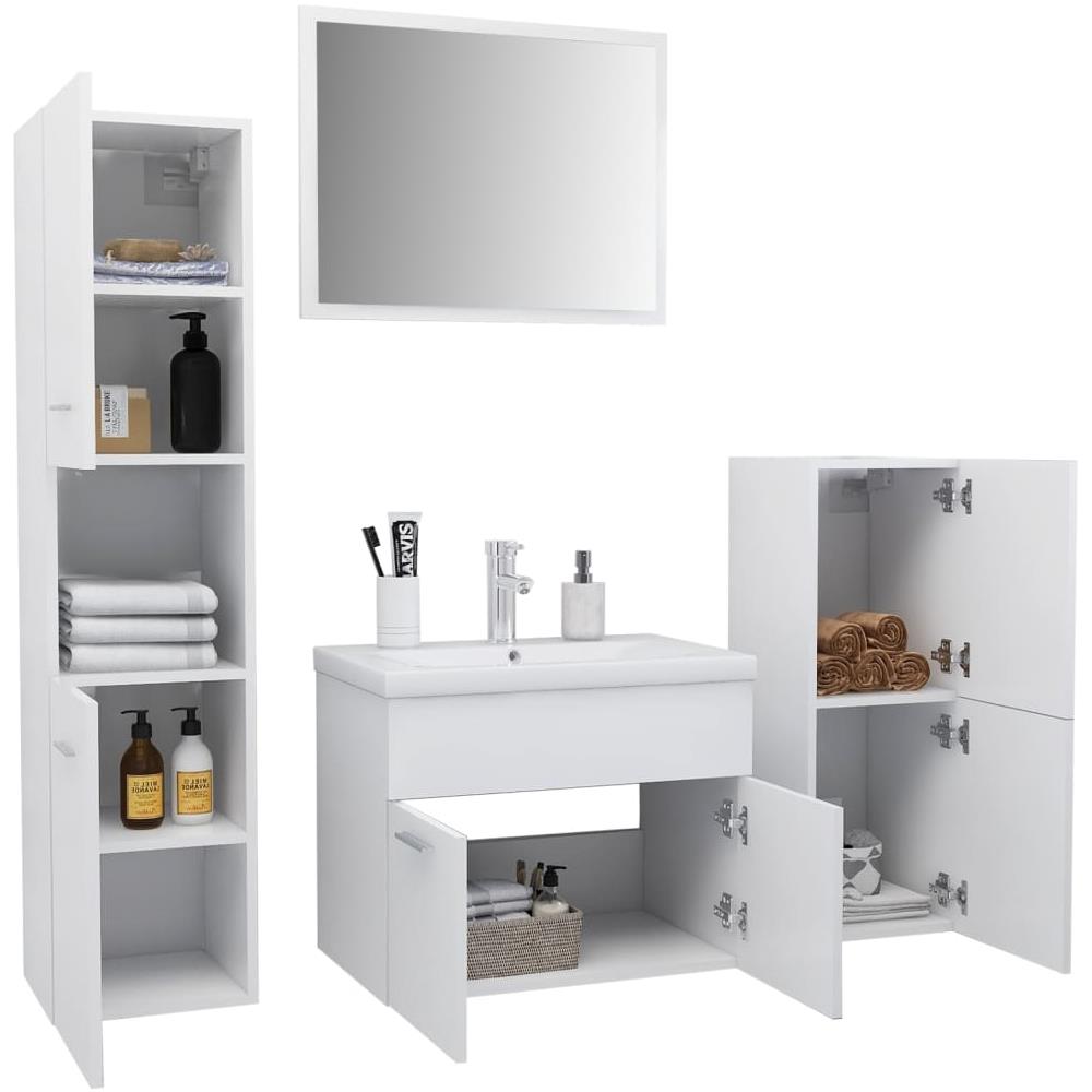 Set Mobili da Bagno Bianco in Truciolato - Foto 3
