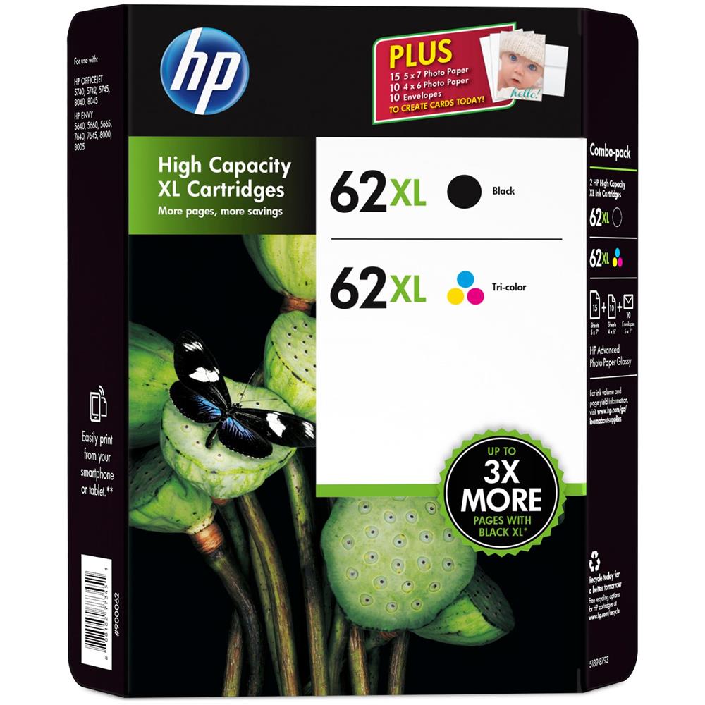 62XL High Yield Black / Tri-color Original Ink Cartridge Content Value Pack - Foto 2