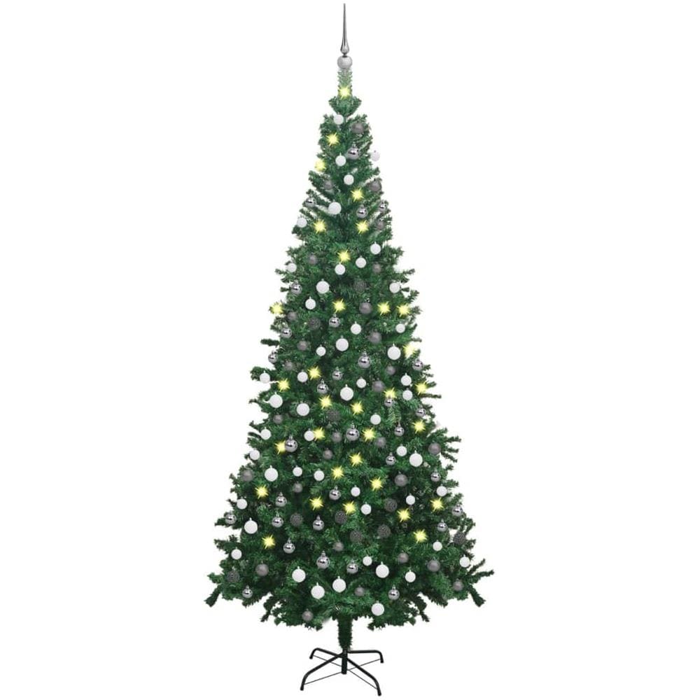 Set Albero Natale Artificiale LED e Palline Verde L 240 cm - Foto 1
