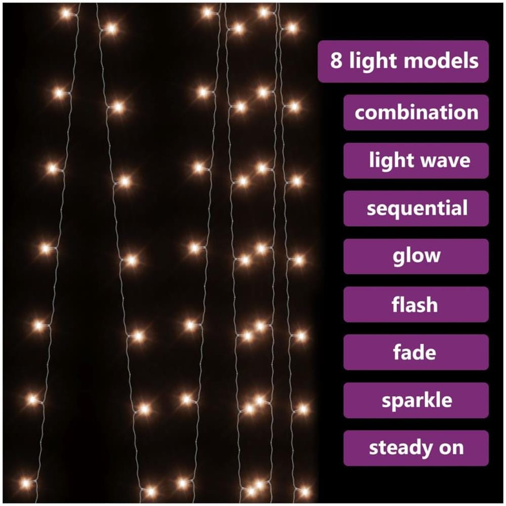 Filo Di Luci Fatate A Led 3x3m 300 Led Bianco Caldo 8 Funzioni - Foto 4
