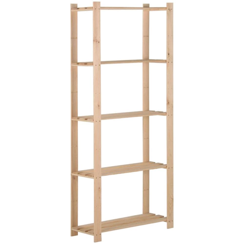 Scaffale A 5 Livelli 80x28,5x170 Cm In Legno Massello Di Pino - Foto 1