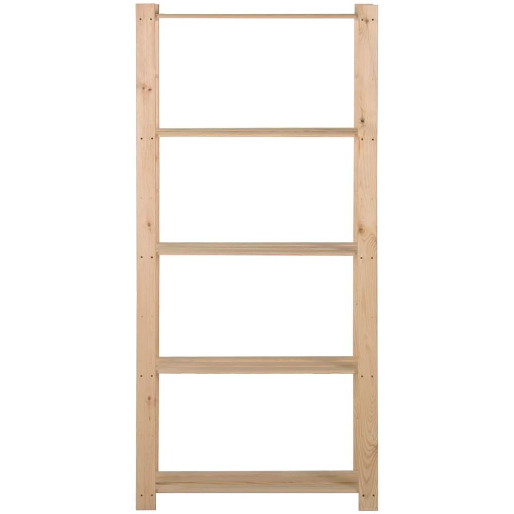 Scaffale A 5 Livelli 80x28,5x170 Cm In Legno Massello Di Pino - Foto 2