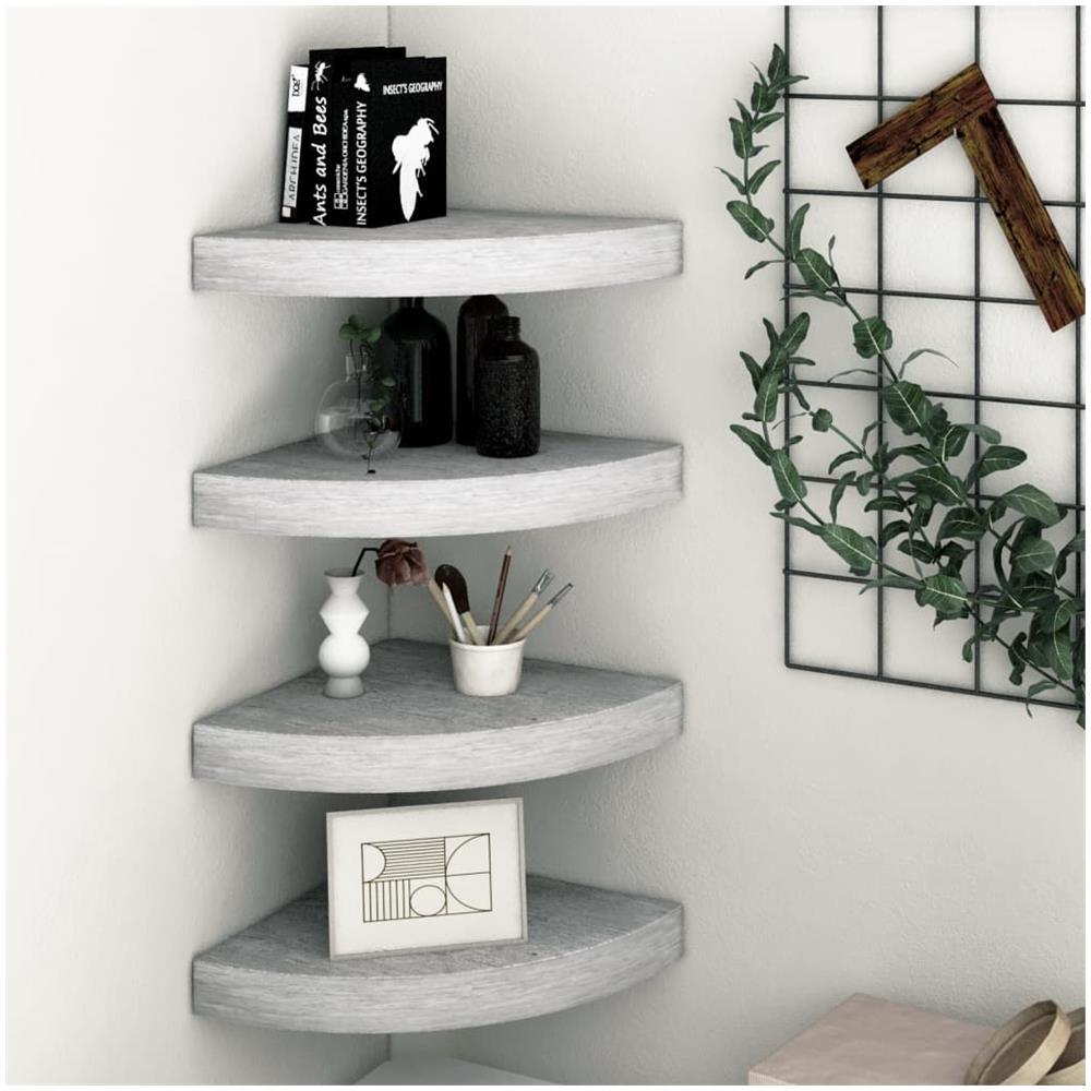 Mensole Angolari 4 Pz Grigio Cemento 35x35x3,8 Cm In Mdf - Foto 1