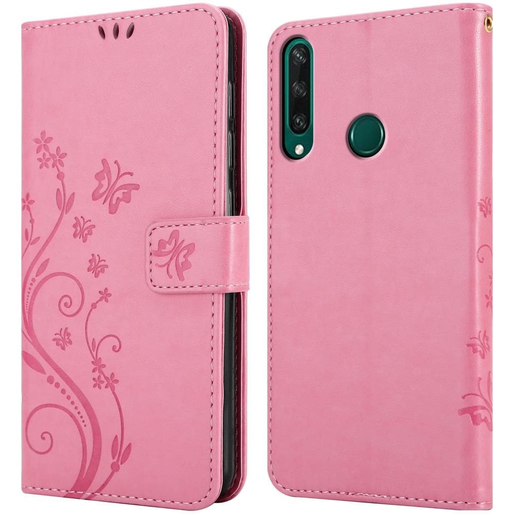 Custodia Compatibile Con Huawei Y6p In Rosa Fiore - Coperchio Protettivo In Design Floreale Con Chiusura Magnetica, Funzione Stand E Slot Per Carte - Foto 7