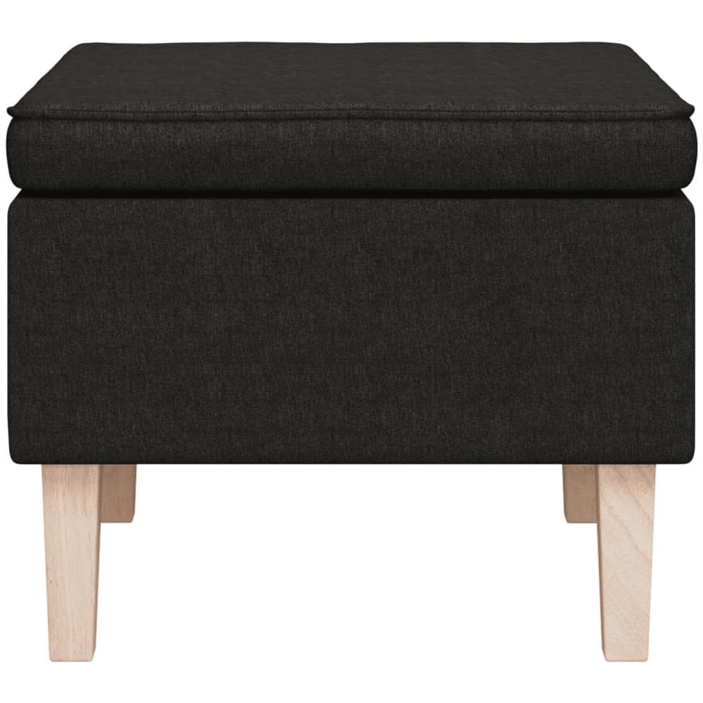 Poggiapiedi con Gambe in Legno Nero in Tessuto - Foto 2