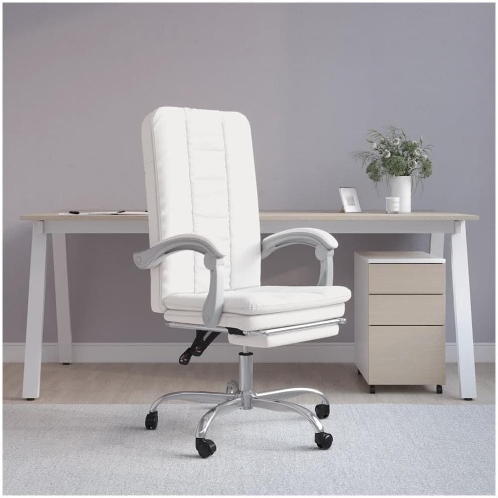 Poltrona Da Ufficio Reclinabile Bianca In Similpelle - Foto 1