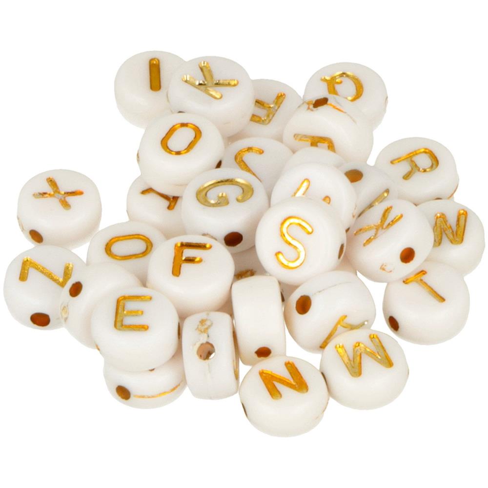 Set Di Perline Alfabetiche Bianche E Oro - Foto 1