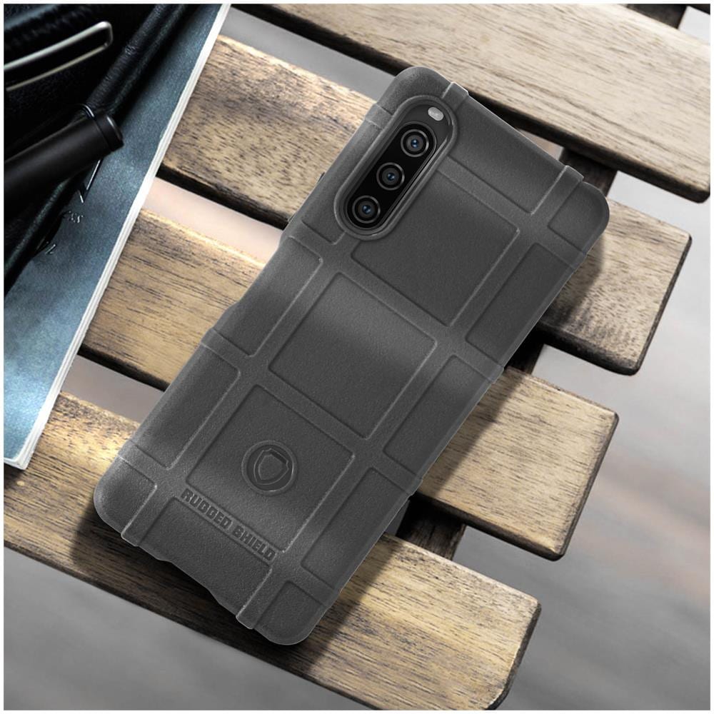 Cover Per Xperia 10 V / 10 Vi, Silicone Antiscivolo Rilievo Rugged Shield Nera - Foto 5
