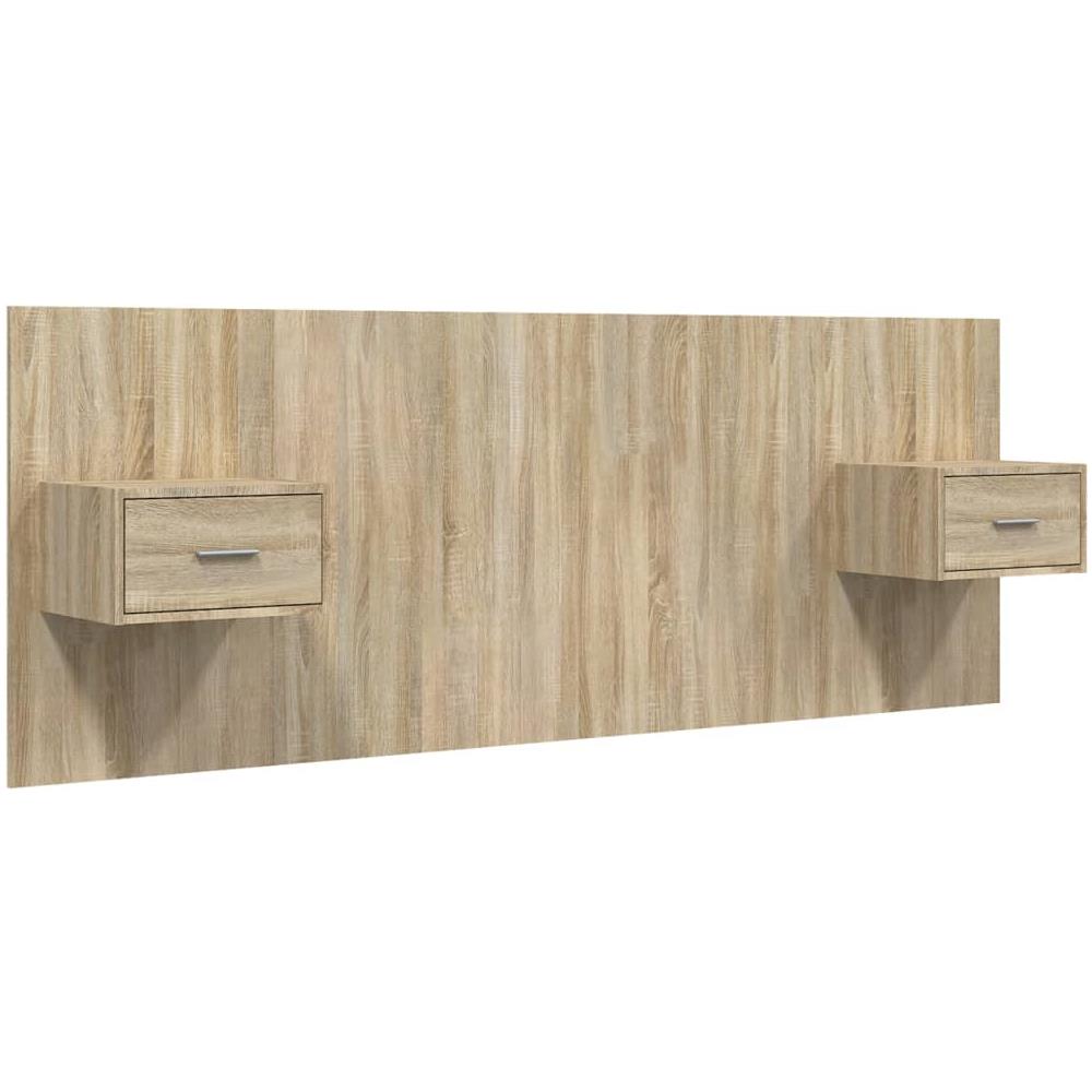 Testiera Letto Con Comodini In Legno Multistrato Rovere Sonoma - Foto 2