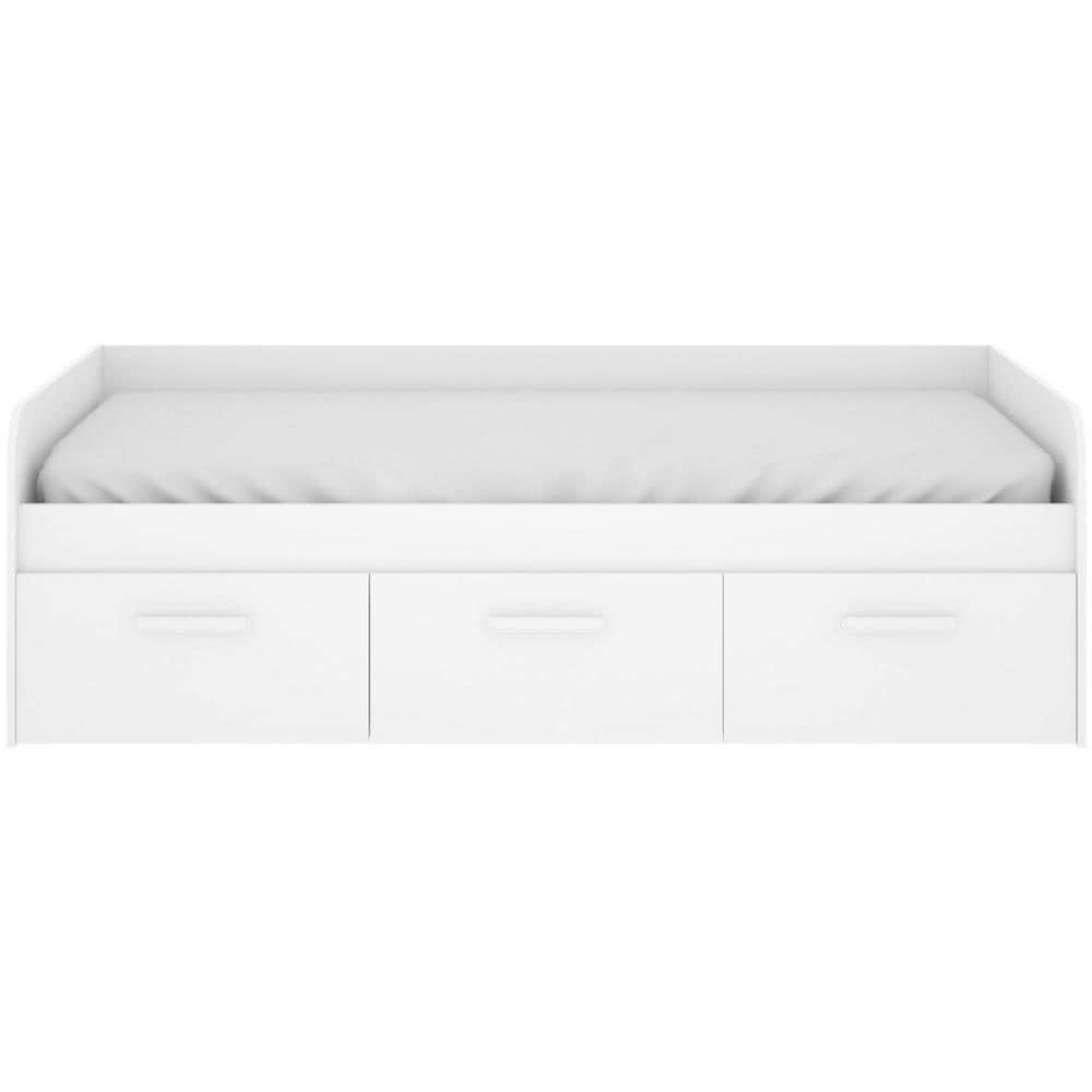Letto Per Bambini Adamello, Lettino Contenitore Per Cameretta, Struttura Per Letto Singolo Con 3 Cassettoni, 194x97h60 Cm, Bianco - Foto 2