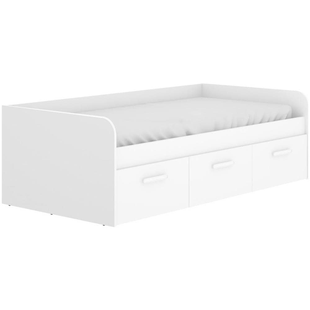 Letto Per Bambini Adamello, Lettino Contenitore Per Cameretta, Struttura Per Letto Singolo Con 3 Cassettoni, 194x97h60 Cm, Bianco - Foto 4