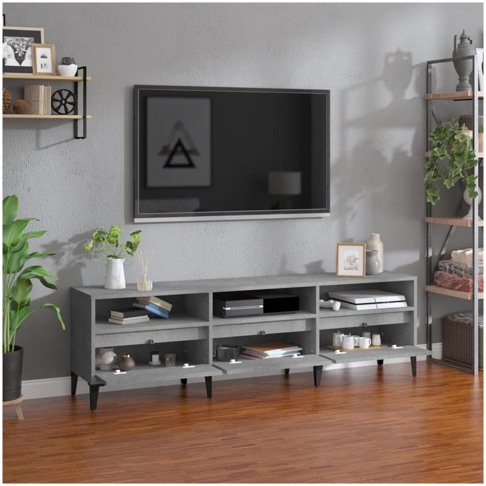 Mobile Tv Grigio Cemento 150x30x44,5 Cm Legno Multistrato - Foto 3
