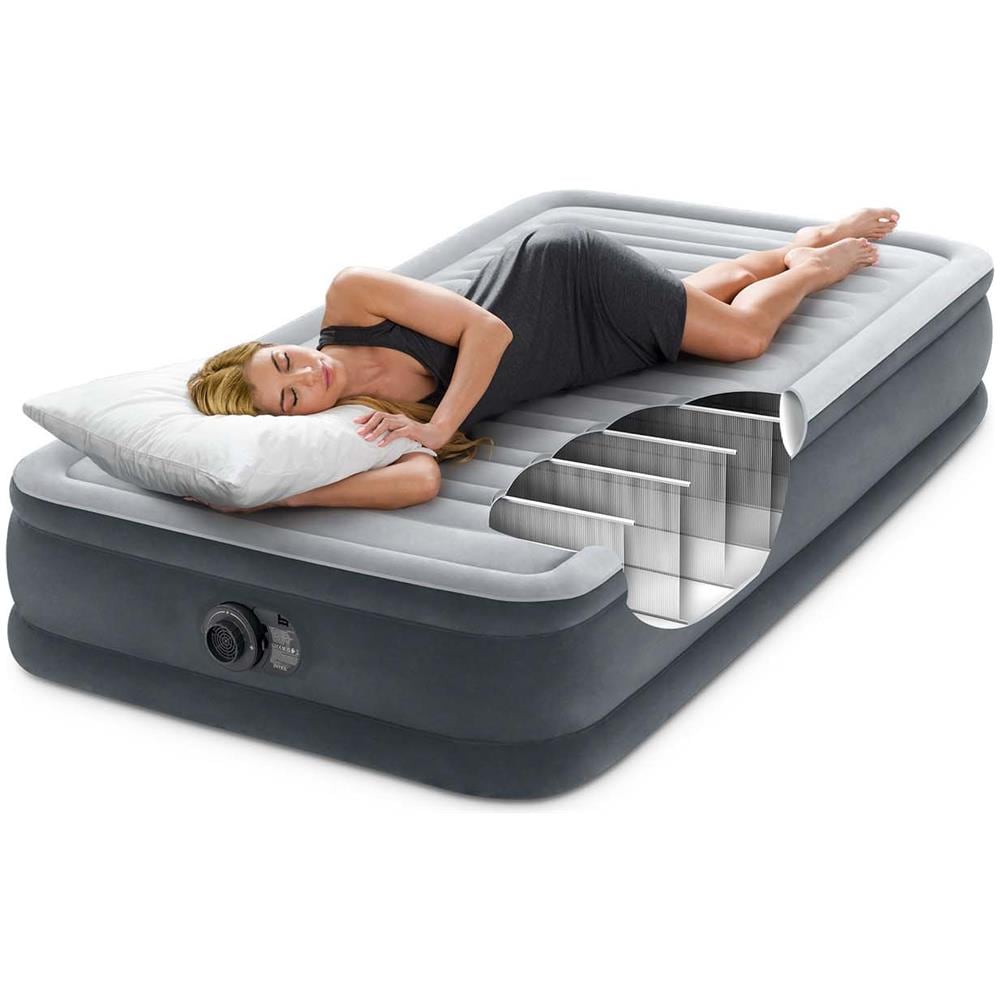 67766ND Materasso Gonfiabile Dura-Beam Comfort Plush Singolo con Pompa Elettrica Incorporata, 99x191x33 cm Grigio Chiaro - Foto 2