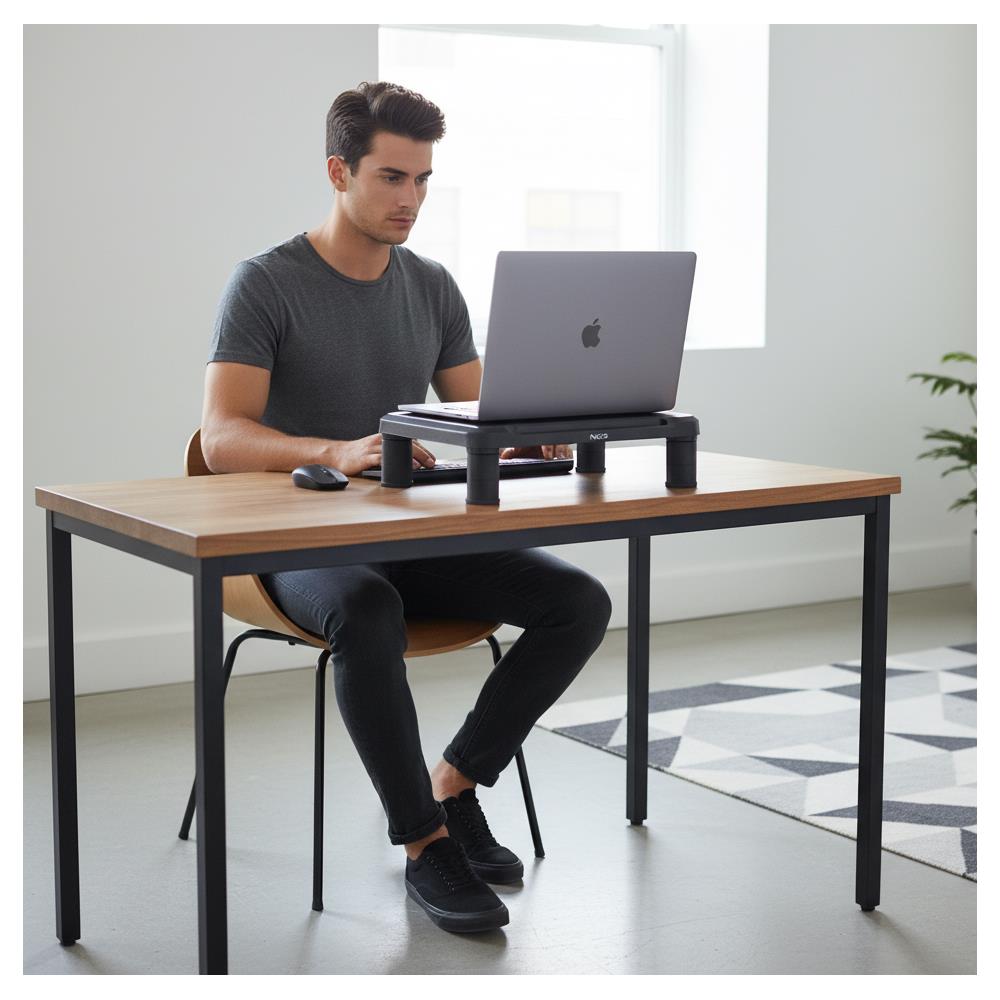 Screen Stand: Supporto Elevabile Per Monitor Di Computer E Laptop. Riduce L'affaticamento Del Collo. Regolabile In Altezza. Supporta Fino A 20 Kg. - Foto 4