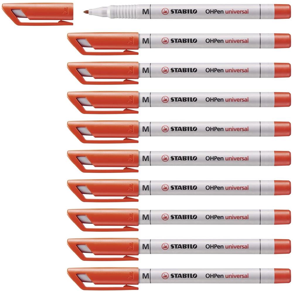OHPen universal Cancellabile - Marcatore - Tratto Medio (1 mm) - Confezione da 10 - Rosso - Foto 1