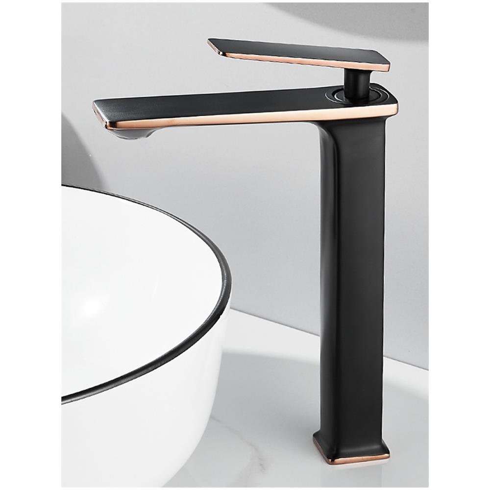 Rubinetto per lavabo da bagno, Blackswan, tipo M198, modello nero /oro rosa, alto, misura 28 cm - Foto 4