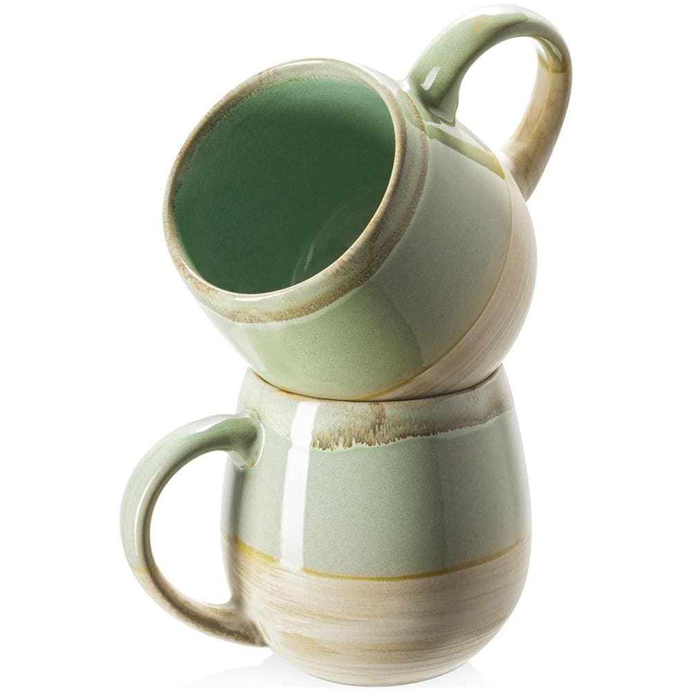 Tazza da caffè grande in ceramica da 630 ml, set di 2 - verde - Foto 1
