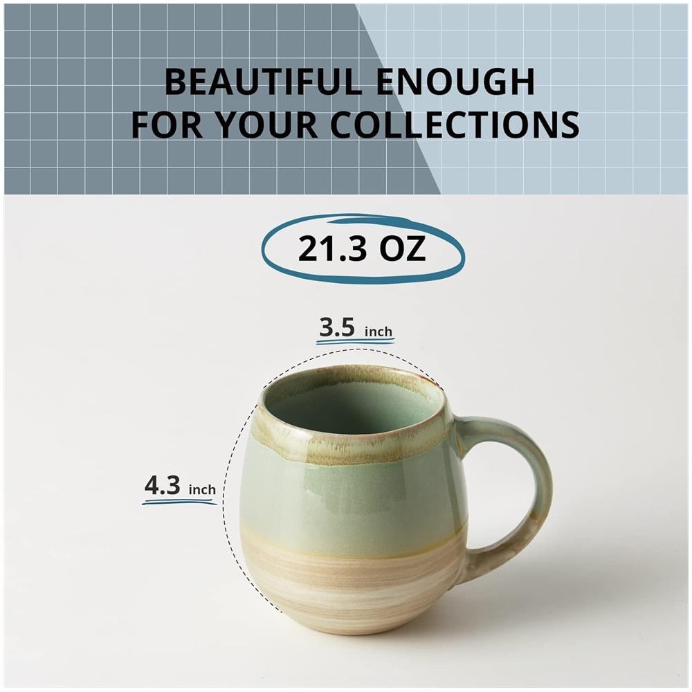 Tazza da caffè grande in ceramica da 630 ml, set di 2 - verde - Foto 2