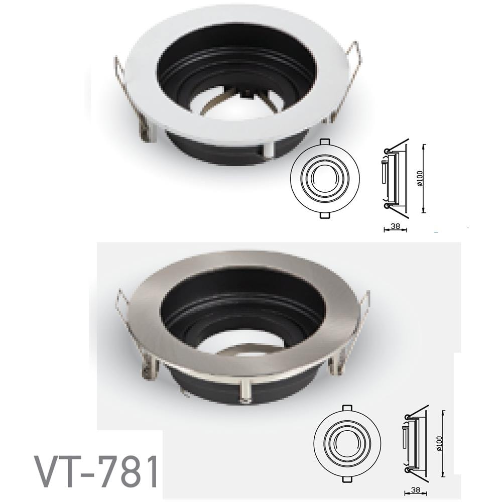 Porta Faretti Led Gu10 Incasso Rotondo Orientabile Alluminio Bianco Vt-781 3595 - Foto 1