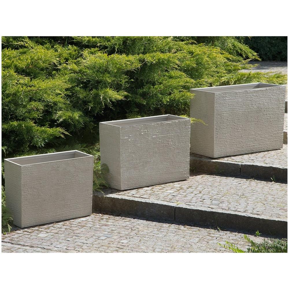 Vaso Rettangolare Per Interno Ed Esterno Beige 29x70x50cm Edessa - Foto 2