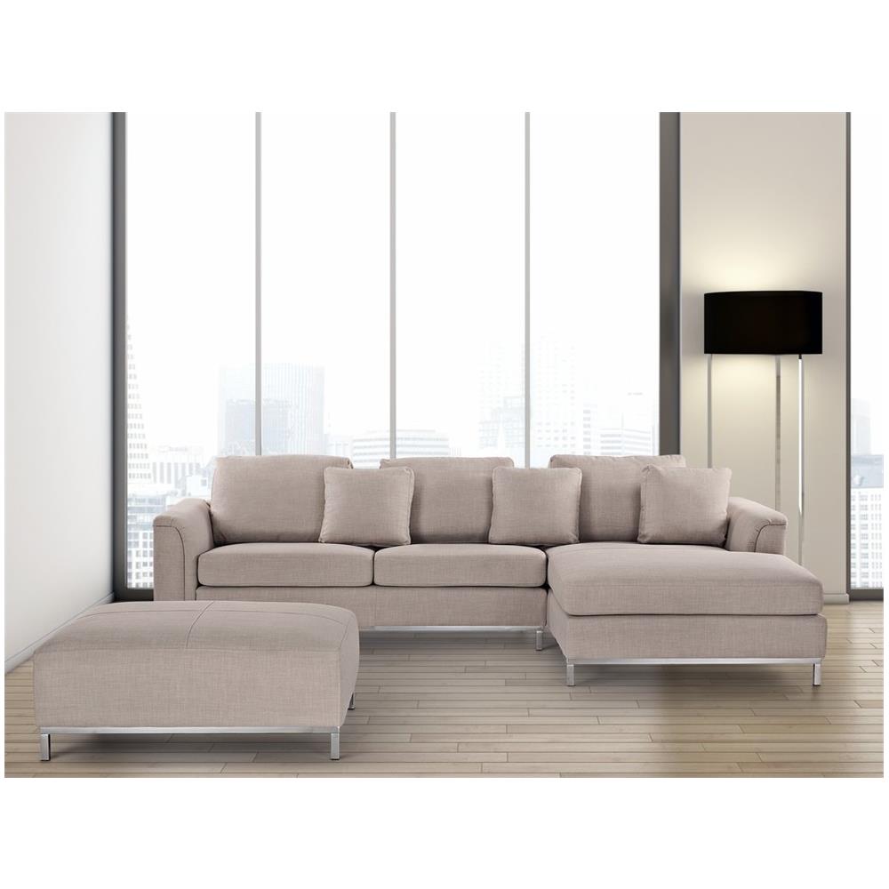 Divano Angolare In Tessuto Beige Versione Sinistra Oslo - Foto 2