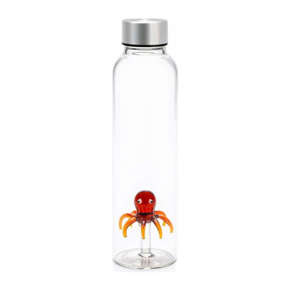 Bottiglia Octopus Acqua 0,5 Lt Tappo In Acciaio Inox Ideale Per Comodino E Ufficio, Borosilicato 23 Cm - Foto 1